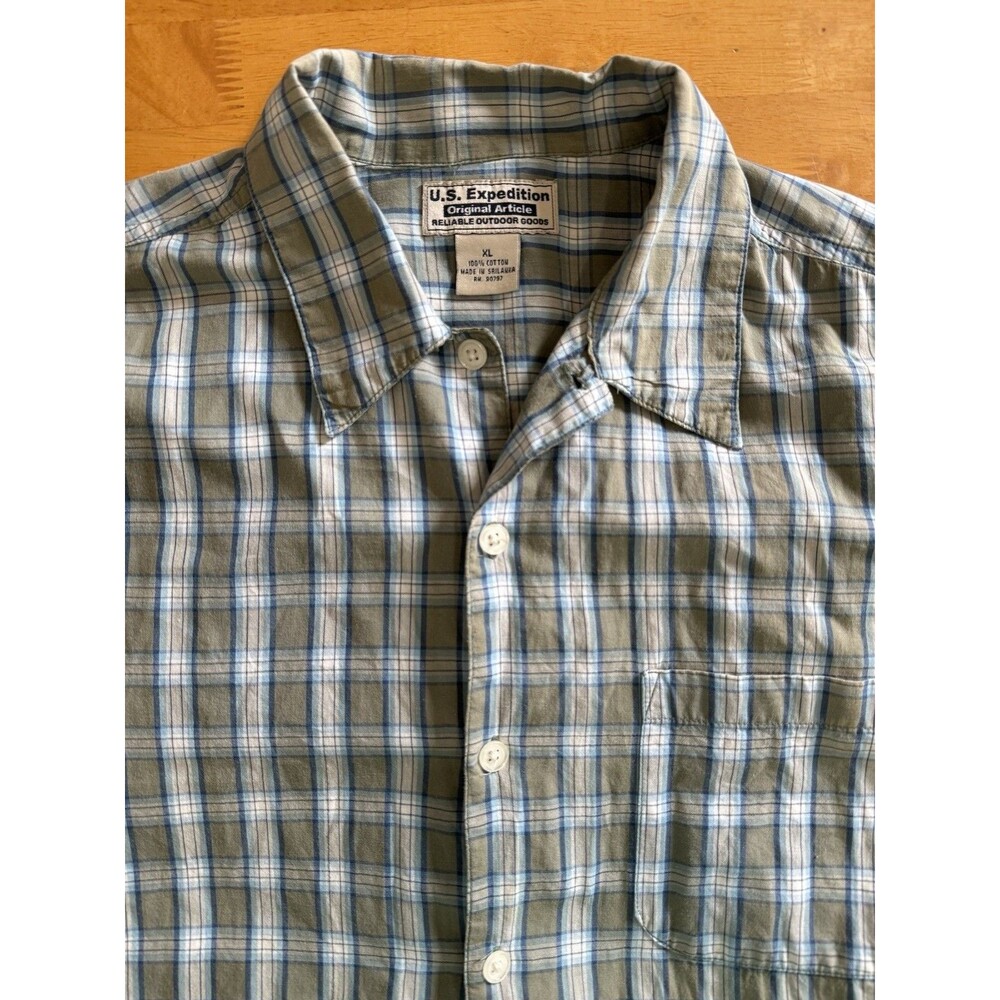 U.S. Expedition Men's Short Sleeve Shirt XL Button Up 100% Cotton